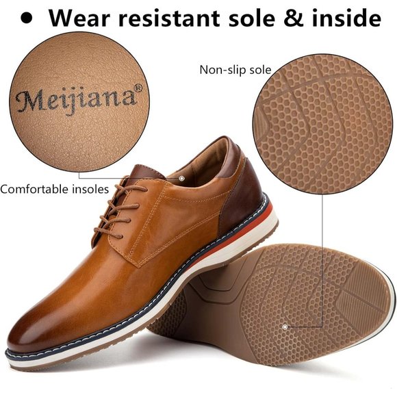Men\'s Oxfords Brown Casual Dress Leather Lace Up for Men Business Oxford Shoes main image 5
